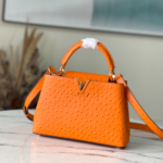 Louis Vuitton Small Capucines Ostrich Leather Handbag - Orange