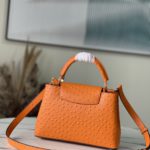 Louis Vuitton Small Capucines Ostrich Leather Handbag - Orange - Image 6