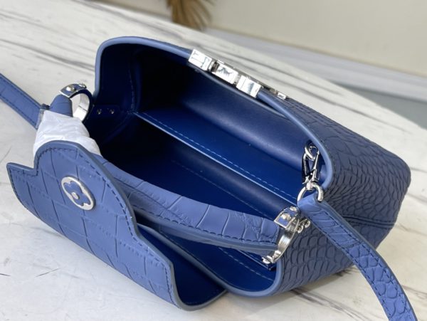 Louis Vuitton Crocodile Pattern Capucines Handbag - Misty Blue - Image 6