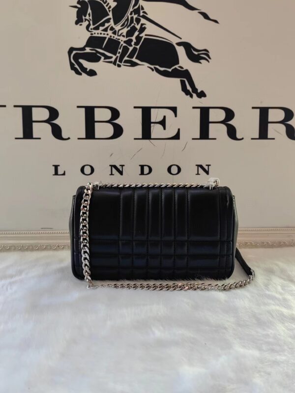 Burberry Lola – Lona Bun Handbag WIth Silver Logo - Black - Image 4