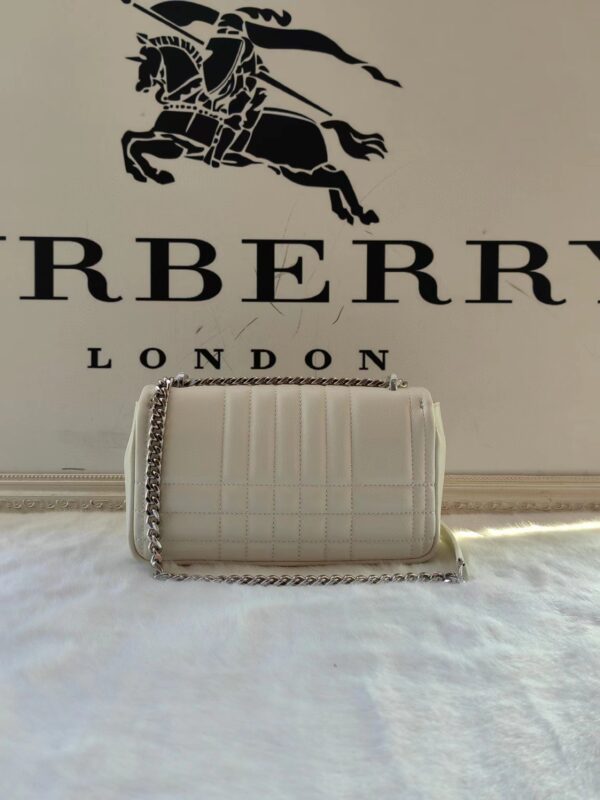 Burberry Lola – Lona Bun Handbag WIth Silver Logo - White - Image 4