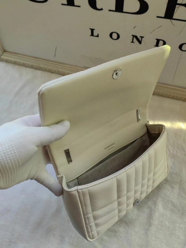Burberry Lola – Lona Bun Handbag WIth Silver Logo - White - Image 3