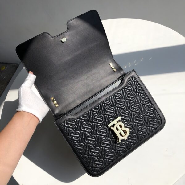 Burberry Small TB Plaid Shoulder Messenger Bag - Black - Image 3