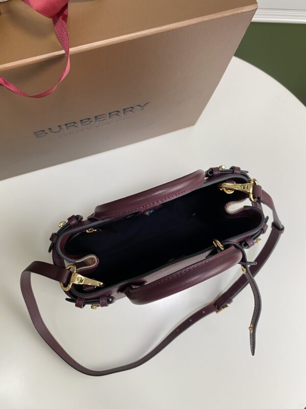 Burberry Banner Tote House Plaid Medium Handbag - Purple - Image 2