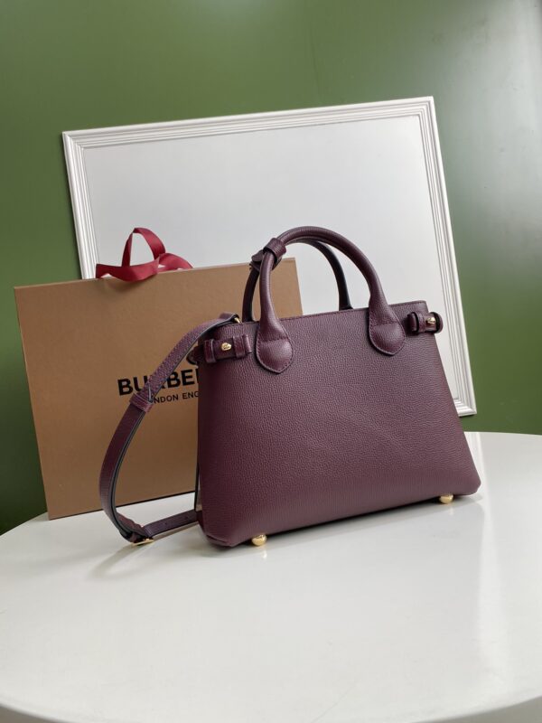 Burberry Banner Tote House Plaid Medium Handbag - Purple - Image 5