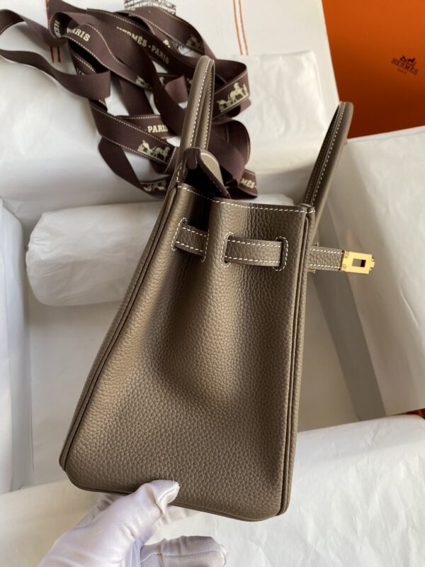 Hermes Birkin Hand-Stitched Handbag - Elephant Gray (Golden Buckle) - Image 4