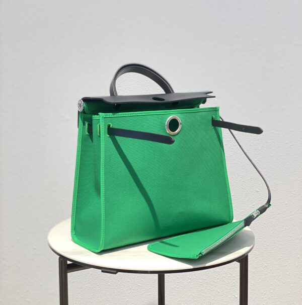 Hermes Cloth Herbag Handbag - Green - Image 3