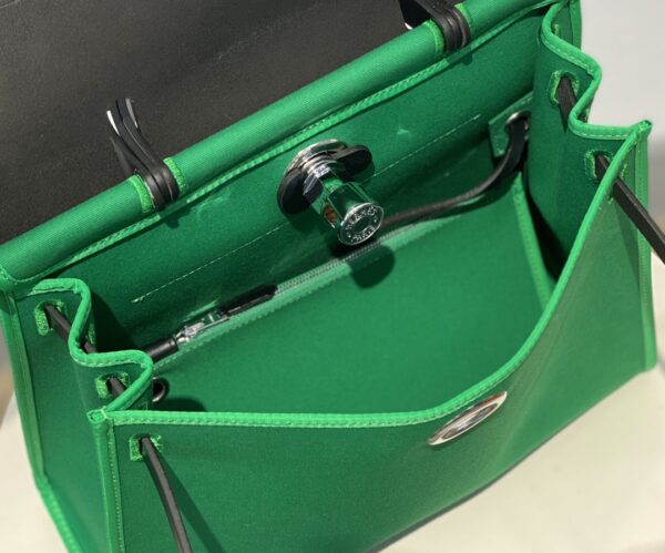 Hermes Cloth Herbag Handbag - Green - Image 5