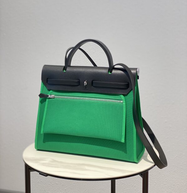 Hermes Cloth Herbag Handbag - Green - Image 4