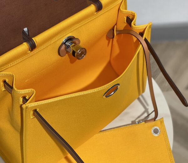 Hermes Cloth Herbag Handbag - Yellow - Image 3