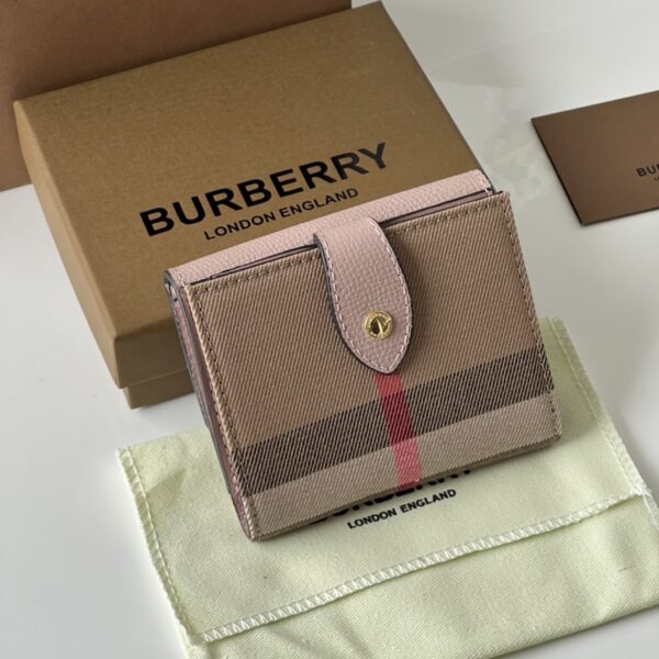 Burberry House Check Pattern Short Wallet - Pink - Image 5