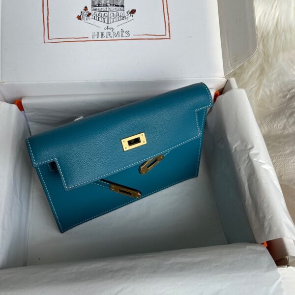 Hermes Kelly DanSe Handbag – Denim Blue (Golden Buckle) - Image 2