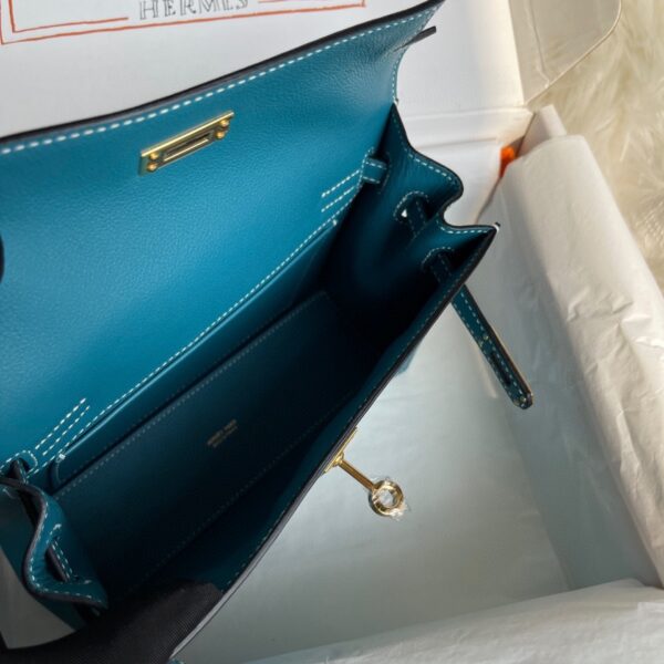 Hermes Kelly DanSe Handbag – Denim Blue (Golden Buckle) - Image 3