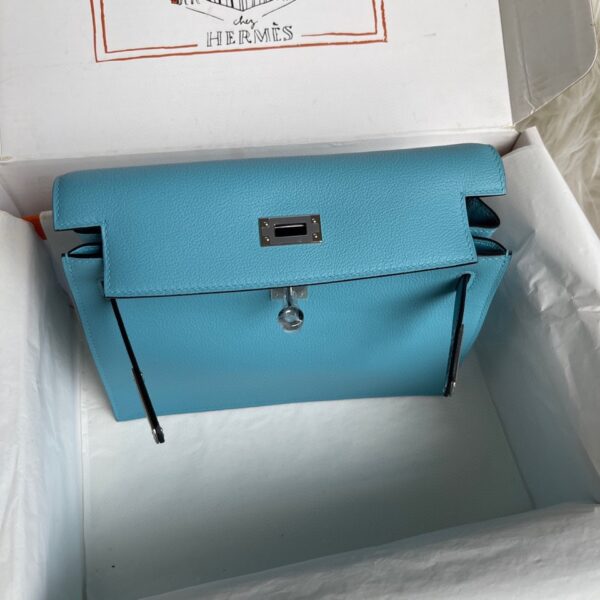 Hermes Kelly DanSe Handbag - Northern Blue (Silver Buckle) - Image 4