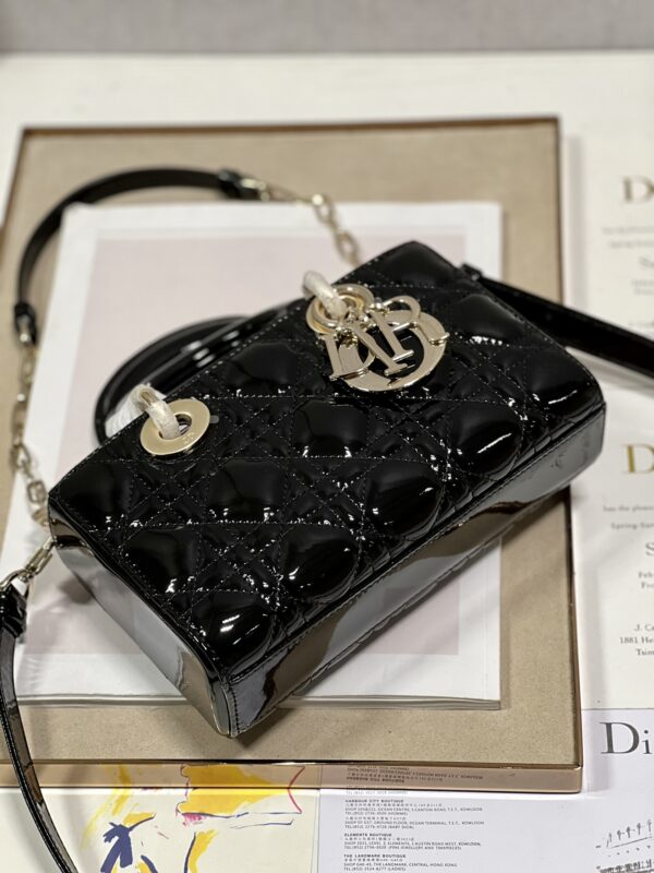 Dior Medium Horizontal Diana Bag - Black Gold Buckle - Image 3