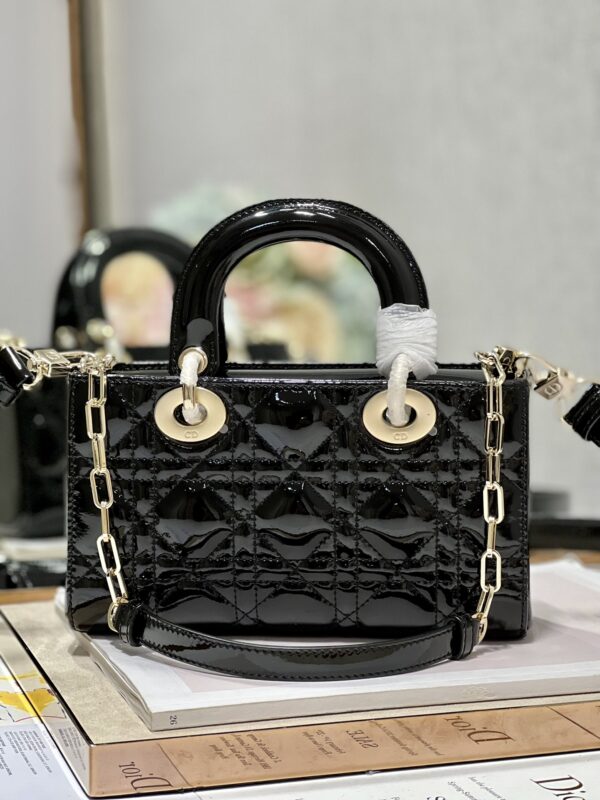 Dior Medium Horizontal Diana Bag - Black Gold Buckle - Image 2