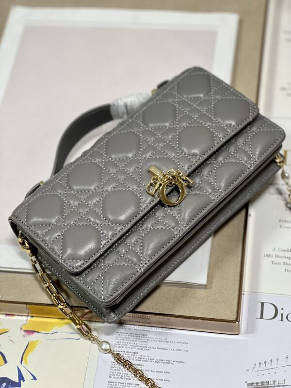 Dior Pearl Clutch - Patent Leather Dark Gray - Image 2