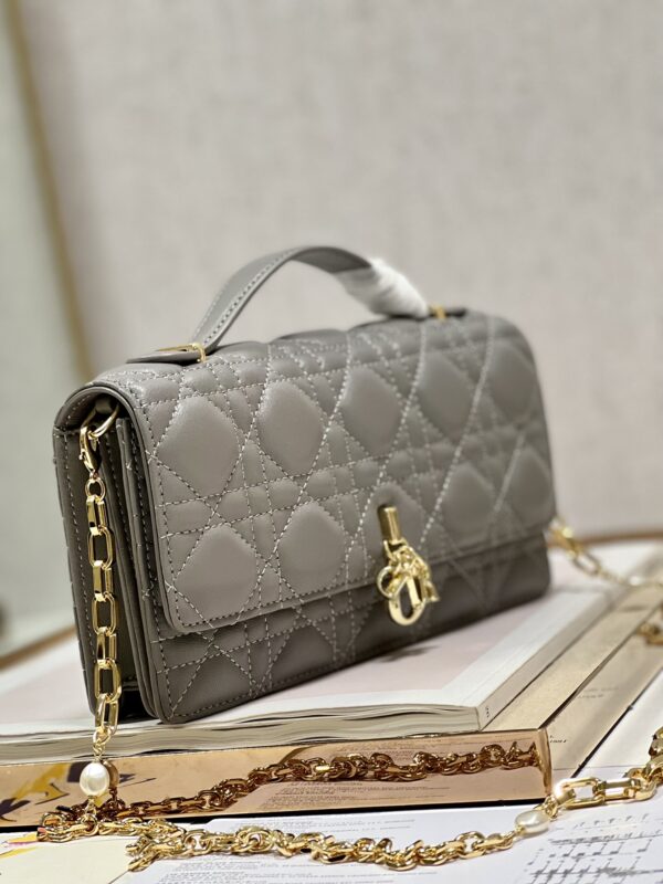 Dior Pearl Clutch - Patent Leather Dark Gray - Image 4