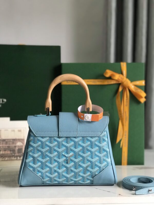 Goyard Saïgon Mini Handbag - Turquoise Blue - Image 4