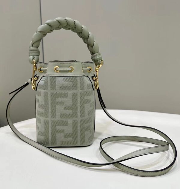 Fendi Mon Tresor Mini FF Embroidered Bucket Bag - Green - Image 5