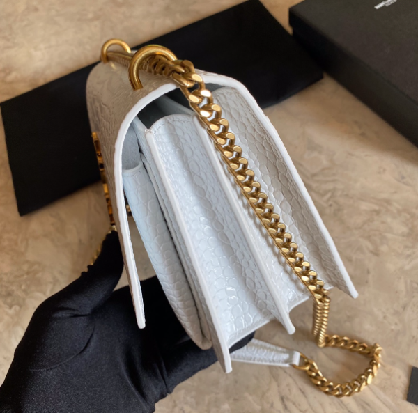 YSL Yves Small Crocodile Handbag - White - Image 4