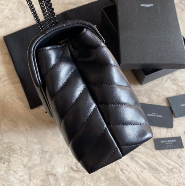 YSL LouLou Y-Shaped Satchel Medium Handbag – Black (Black Logo) - Image 3