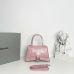 Balenciaga Crocodile Small Hourglass Bag - Pink
