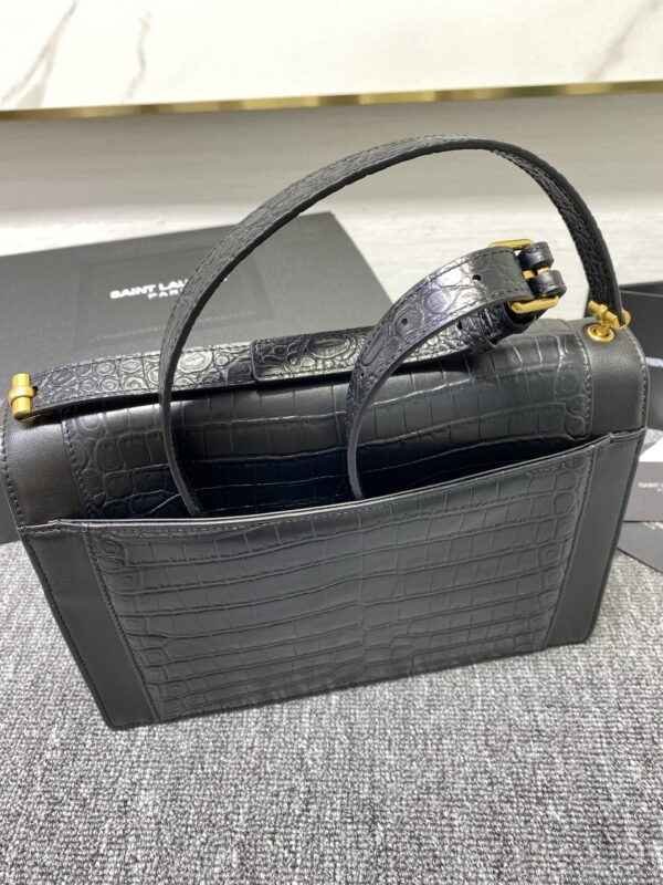 YSL Saint Laurent's Crocodile Pattern Shoulder Bag - Black - Image 3