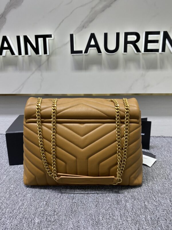 YSL LouLou Y-Shaped Satchel Large Handbag - Orange - Image 5