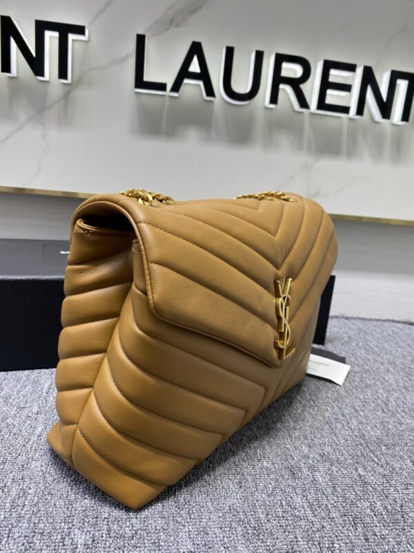 YSL LouLou Y-Shaped Satchel Large Handbag - Orange - Image 4