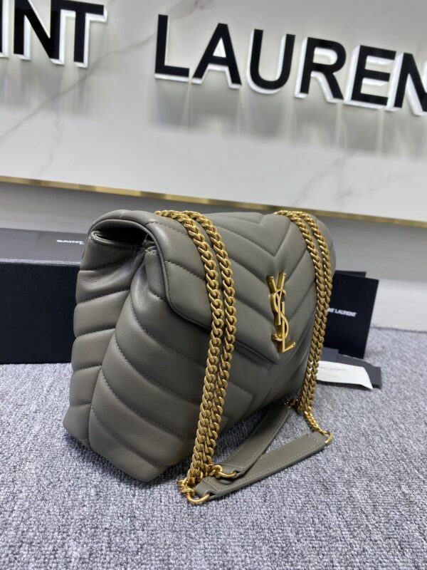 YSL LouLou Y-Shaped Satchel Medium Handbag - Metal Gray - Image 4