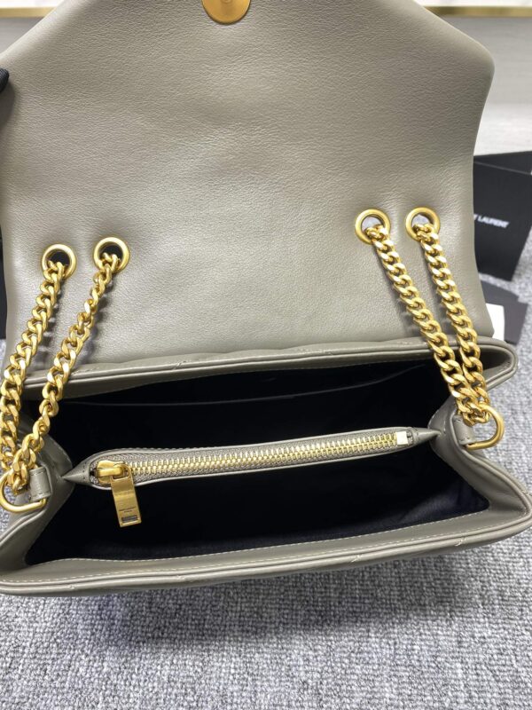 YSL LouLou Y-Shaped Satchel Medium Handbag - Metal Gray - Image 3