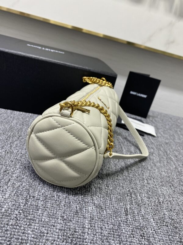 YSL Sade Armpit Cylindrical Bag - White - Image 4