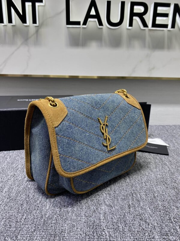 YSL Yves Saint Laurent Denim Large Handbag - Image 3