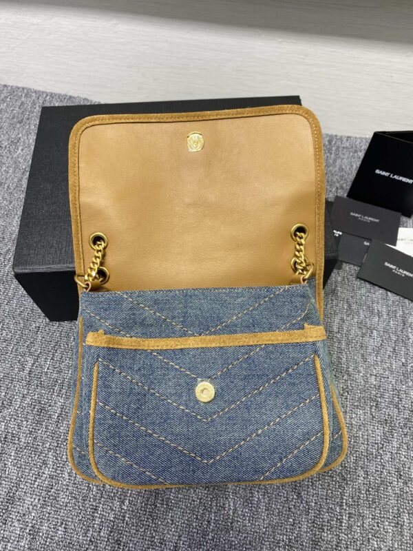 YSL Yves Saint Laurent Denim Large Handbag - Image 5
