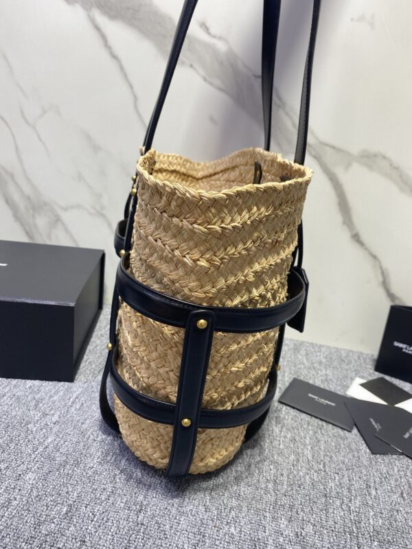 Ysl Saint Laurent Raffia Woven Basket Bag - Image 4