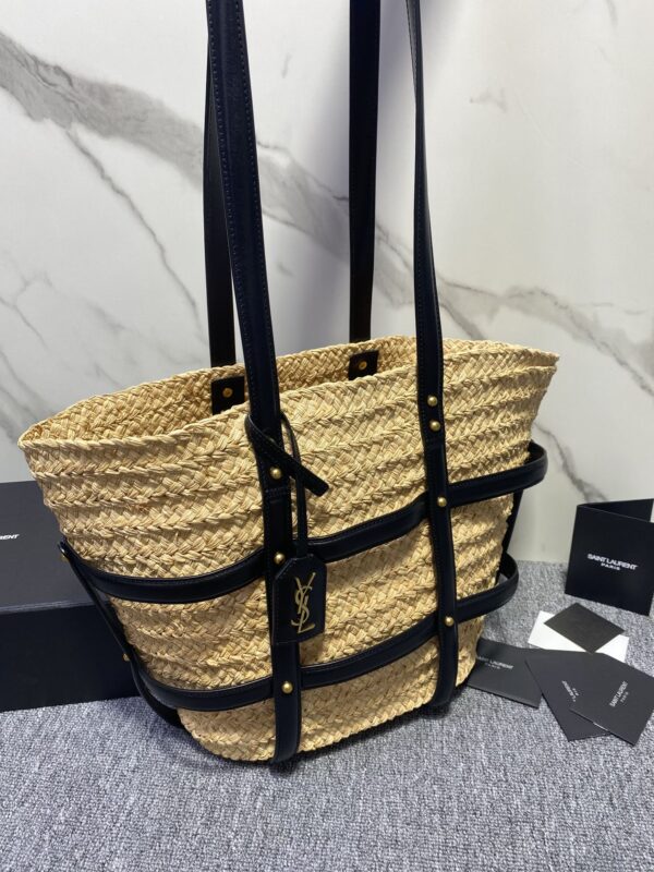 Ysl Saint Laurent Raffia Woven Basket Bag - Image 5