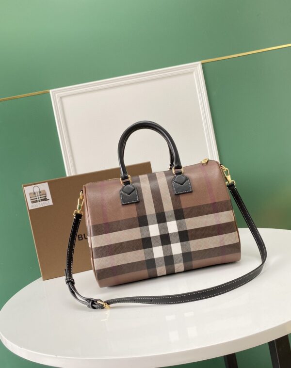 Burberry Birch Brown Plaid Bowling Bag - Image 5