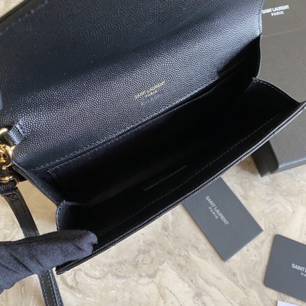 YSL Caviar Clutch With Small Handle - Black (Golden) - Image 2