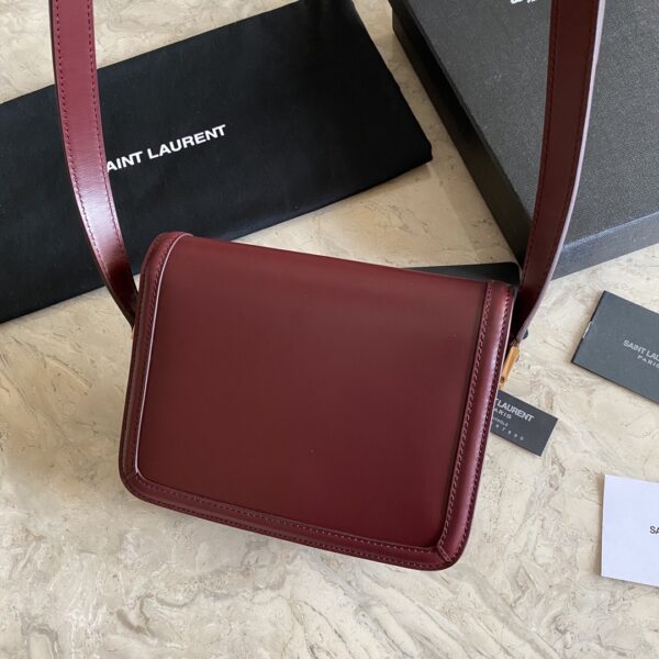 YSL Monogram Cross-body Shoulder Small Handbag - Maroon - Image 4