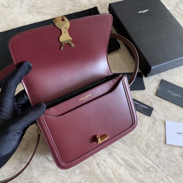 YSL Monogram Cross-body Shoulder Small Handbag - Maroon - Image 3