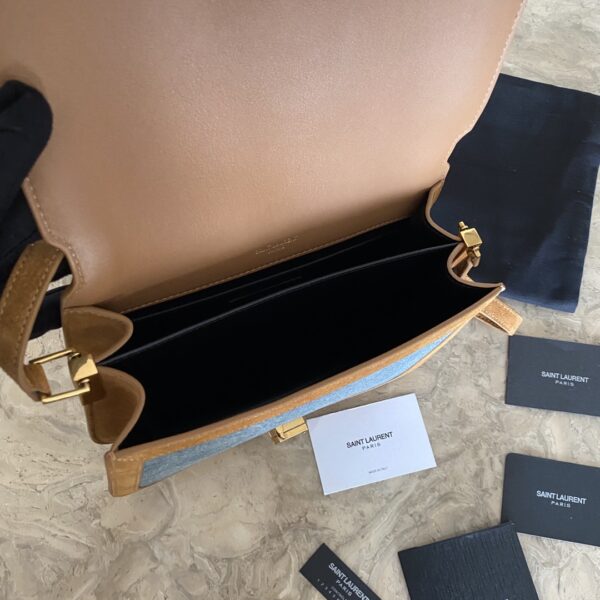 YSL SOLFElNO Suede and Denim Medium Size Handbag - Blue - Image 2