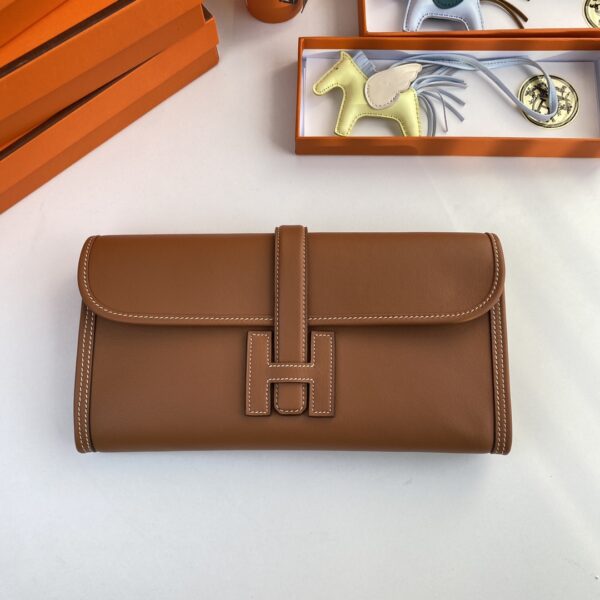 Hermes Jige Elan Clutch - Golden Brown - Image 5