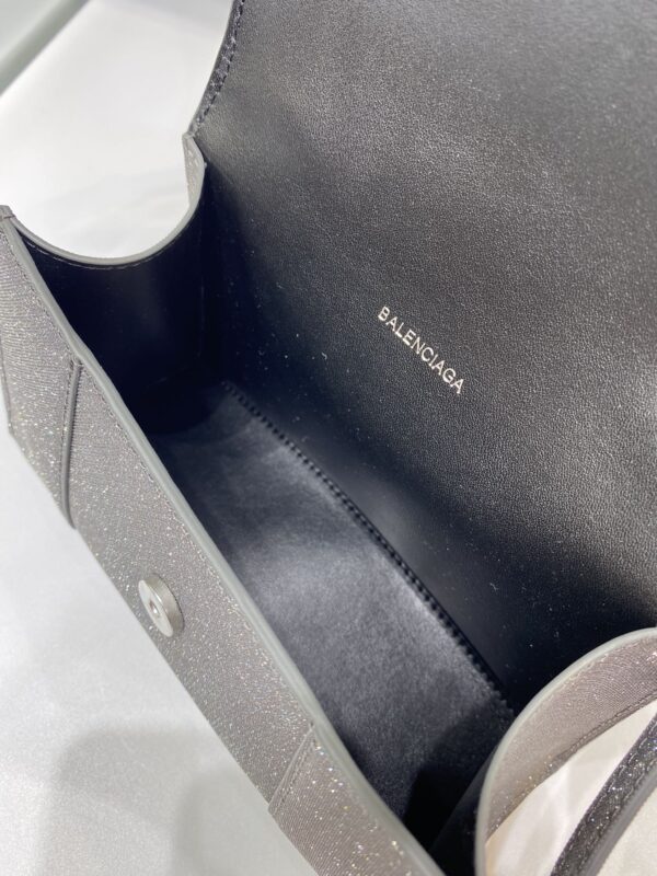 Balenciaga  Heavy-Hitting Small Hourglass Bag - Shimmery Black - Image 3