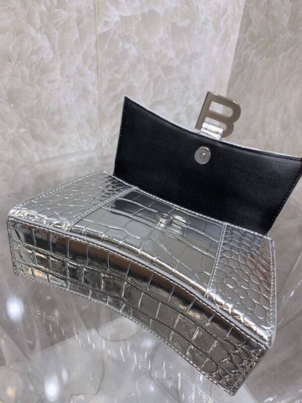 Balenciaga Heavyweight Hourglass Small Bag - Shimmery Silver - Image 3