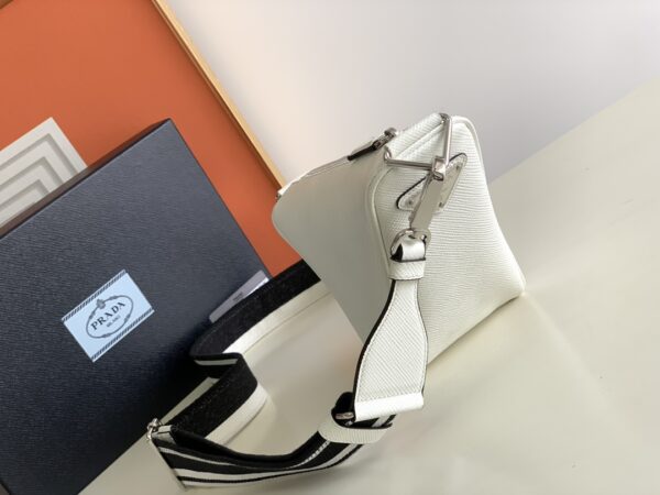Prada Embroidered Webbing Triangle Bag - White - Image 5