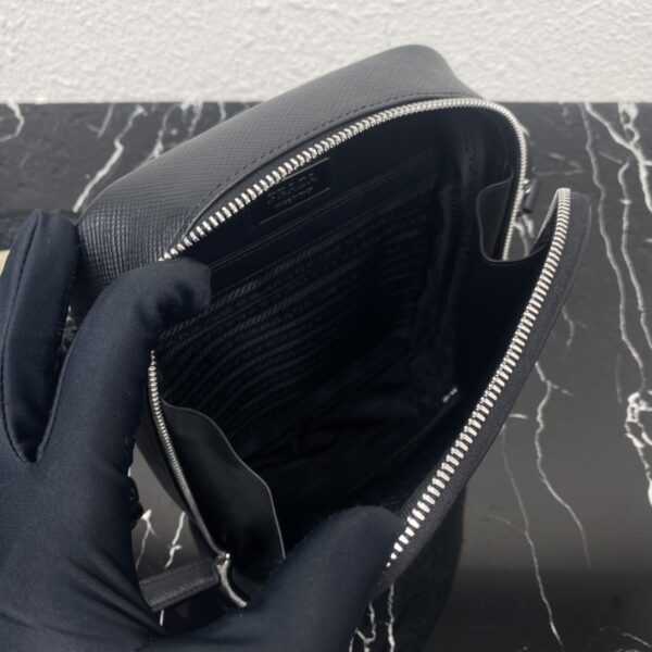 Prada Embroidered Webbing Men's Cross-body Bag - Black - Image 4