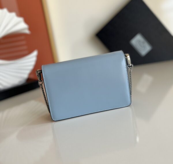 Prada Large Triangular Flip Cover Handbag - Blue - Image 5