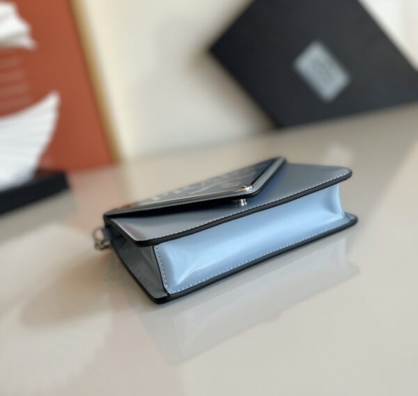 Prada Large Triangular Flip Cover Handbag - Blue - Image 4