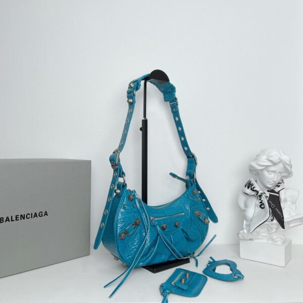 Balenciaga Le Cagole Half-Moon Large Armpit Dumpling Bag - Blue - Image 4